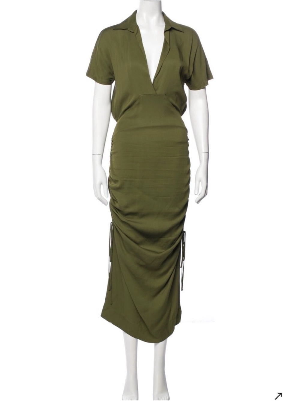 Christopher Esber Olive Green Deep V-neck Silk Maxi Dress  - size US 0 (AUS 4)